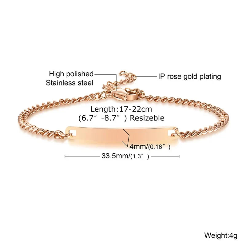 Vnox Minimalist Personalize Engrave Stainless Steel Thin Bar Bracelets for Women Lady Custom Friendship Bridesmaid Gifts Jewelry
