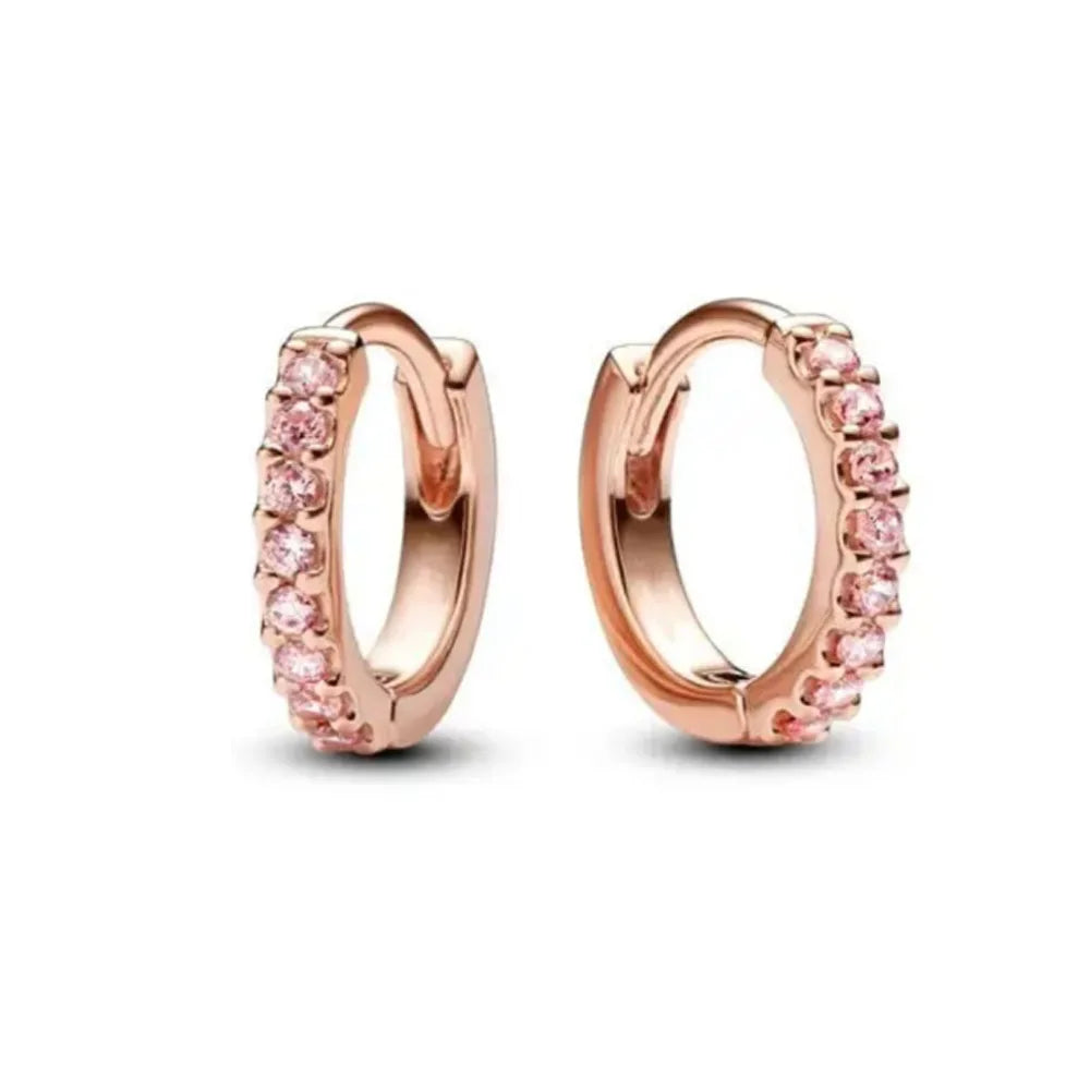 Rose Gold Color 925 Silver Sterling Flower Stud Earrings, Fit Women's Festival Christmas Charm Jewelry Gifts