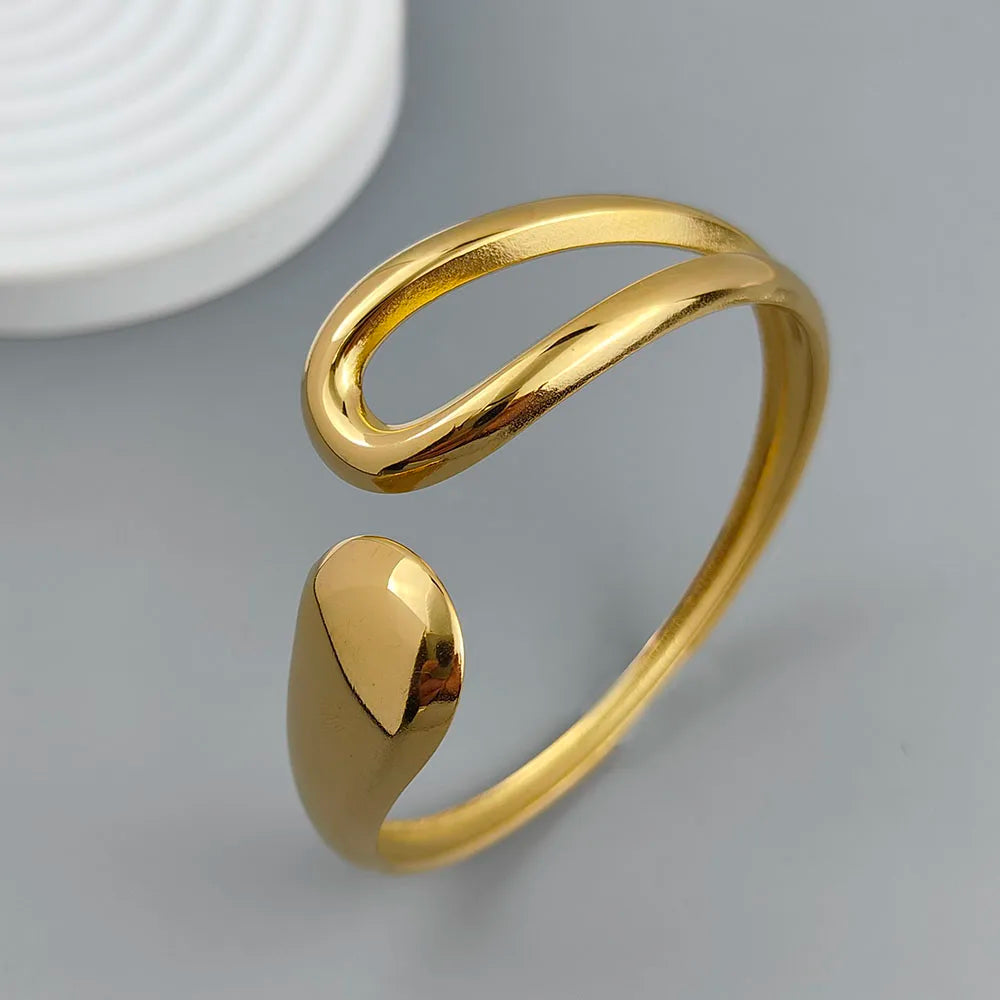 New water drop hollow stainless steel gold plated 18K bracelet, high quality waterproof silver jewelry, gift for couples