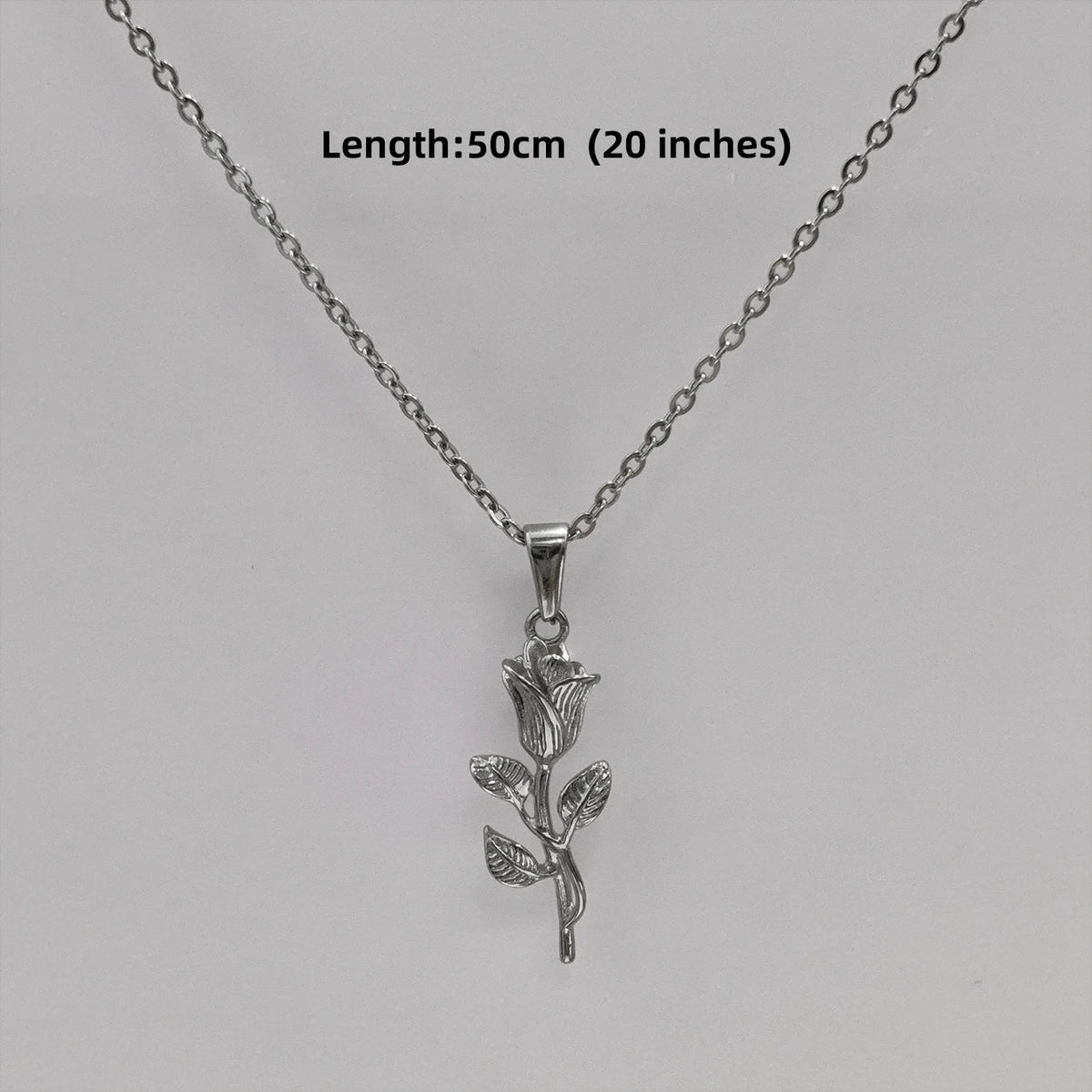 New Gold Plated Rose Flower Pendant Necklace Simple Vintage Clavicle Chain Stainless Steel Necklace for Men Women Jewelry Gifts