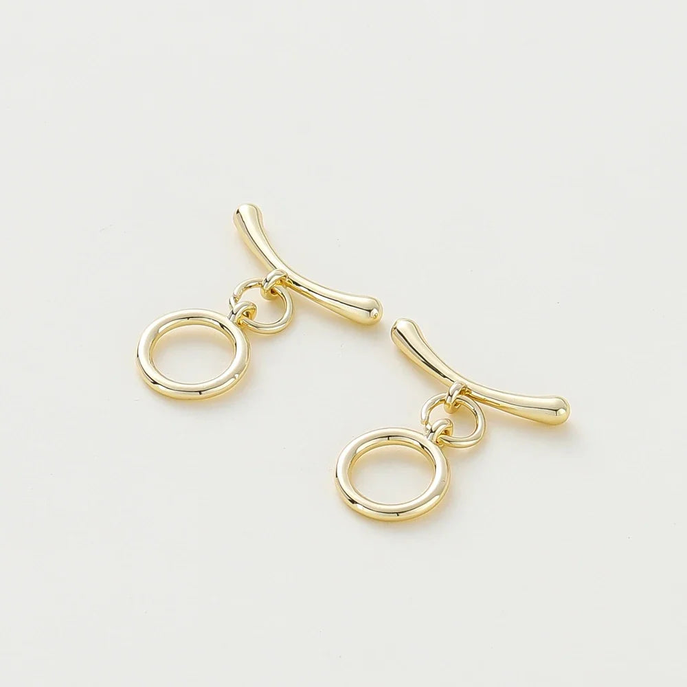 4 Sets 14K/18K Gold Color Plated Brass O Toggle Clasps Connector for DIY Bracelet Necklace Jewelry Making Findings Accessories