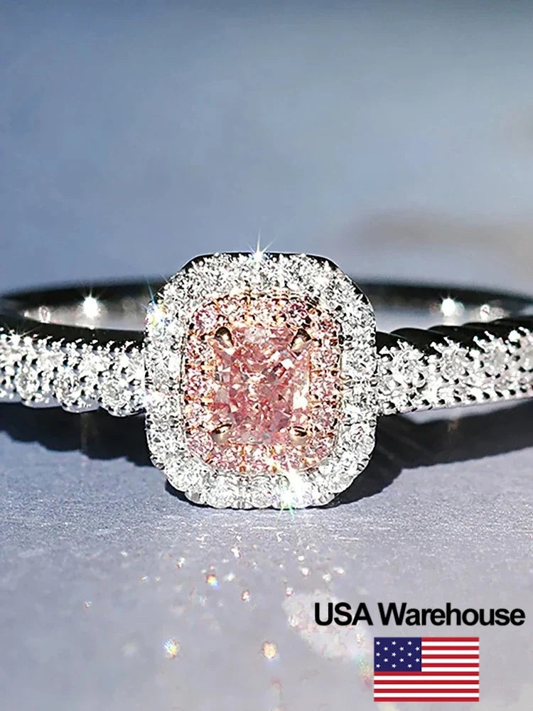 925 Sterling Silve Fashion Delicate Sweet Pink Zircon Ring For Women Anniversary Luxury Personalized High Quality Fine Jewelry