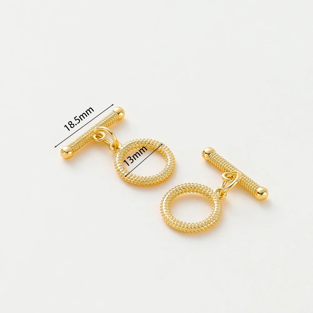 4 Sets 14K/18K Gold Color Plated Brass O Toggle Clasps Connector for DIY Bracelet Necklace Jewelry Making Findings Accessories