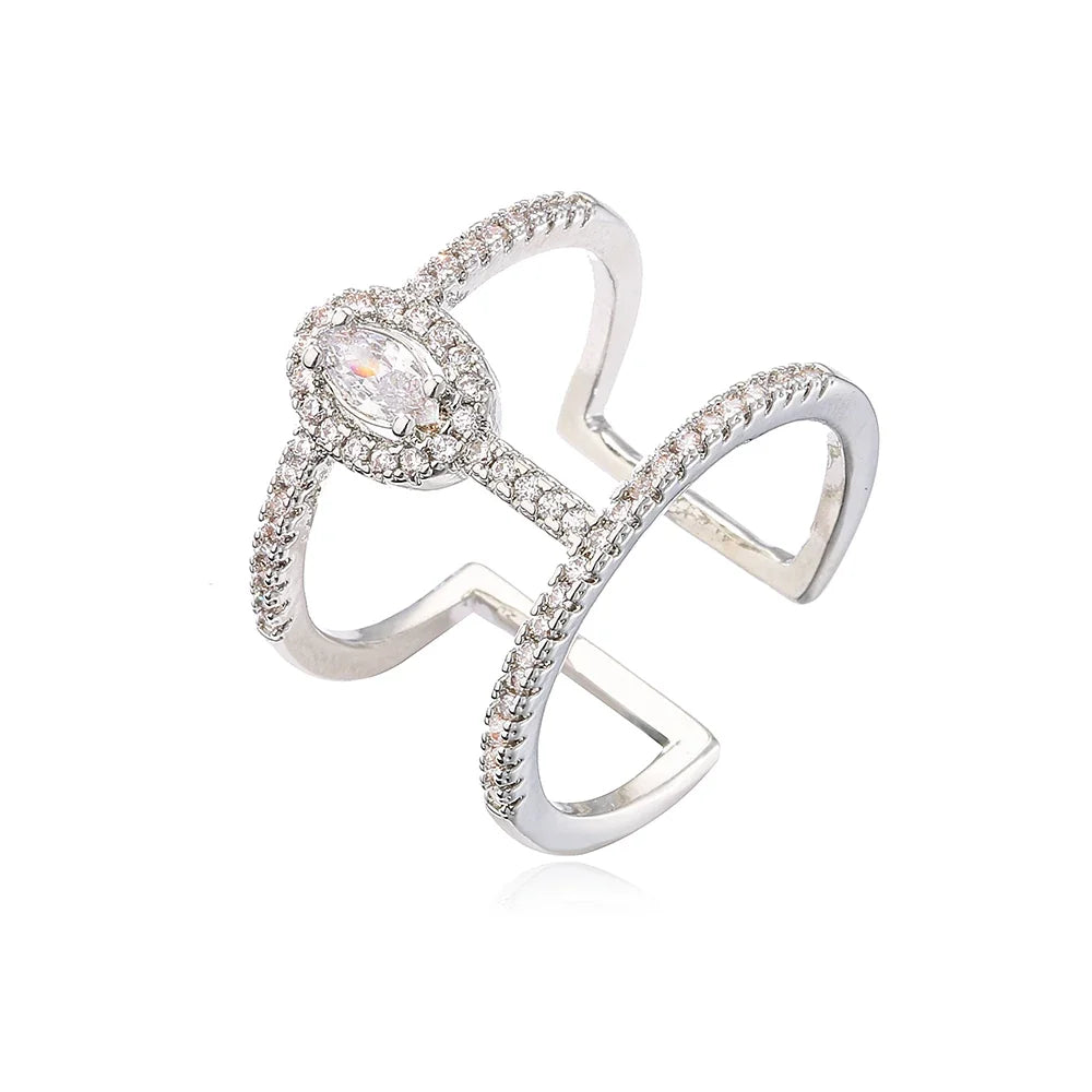 NEWBUY Fashion Gold Color Geometric Copper Ring Women Wedding Jewelry Hot Sale AAA+ Cubic Zirconia Finger Ring Femme Bijoux