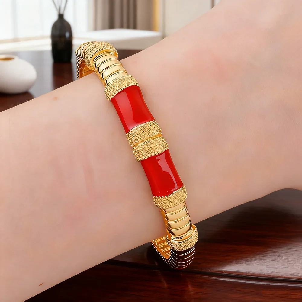 gold plated ring and bracelet nigerian jewelry set High Temperament Multy Colors Personalized bracelets Girl Gift Free Shipping