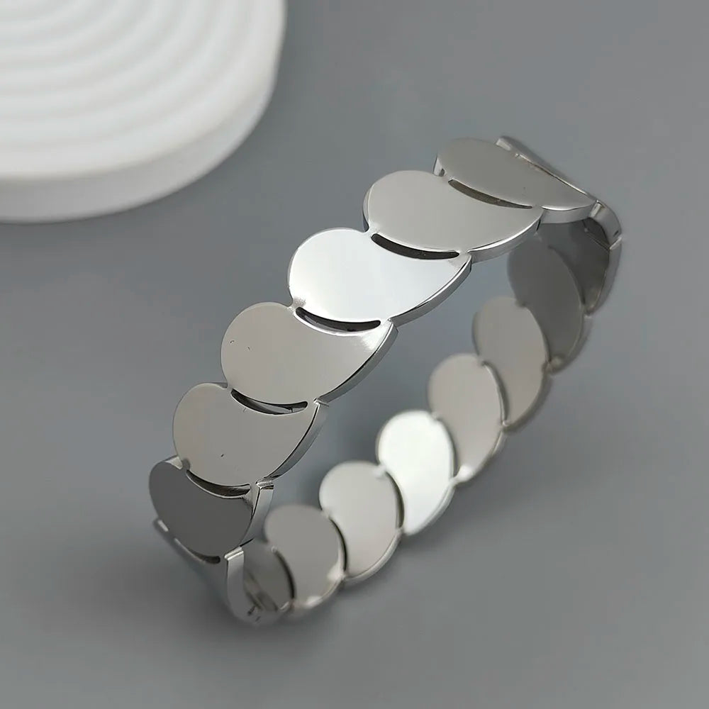 New water drop hollow stainless steel gold plated 18K bracelet, high quality waterproof silver jewelry, gift for couples