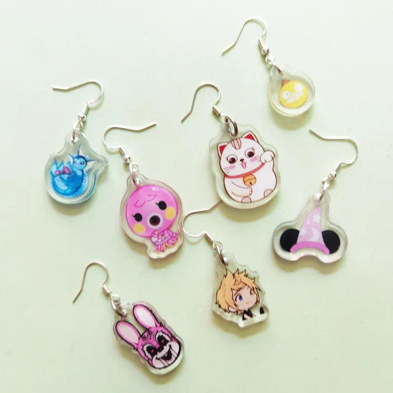 1Pair Custom Earrings Clear Acrylic Accessorie Cartoon Design Customized Anime Charms Personalized Pendientes Earrings For Women