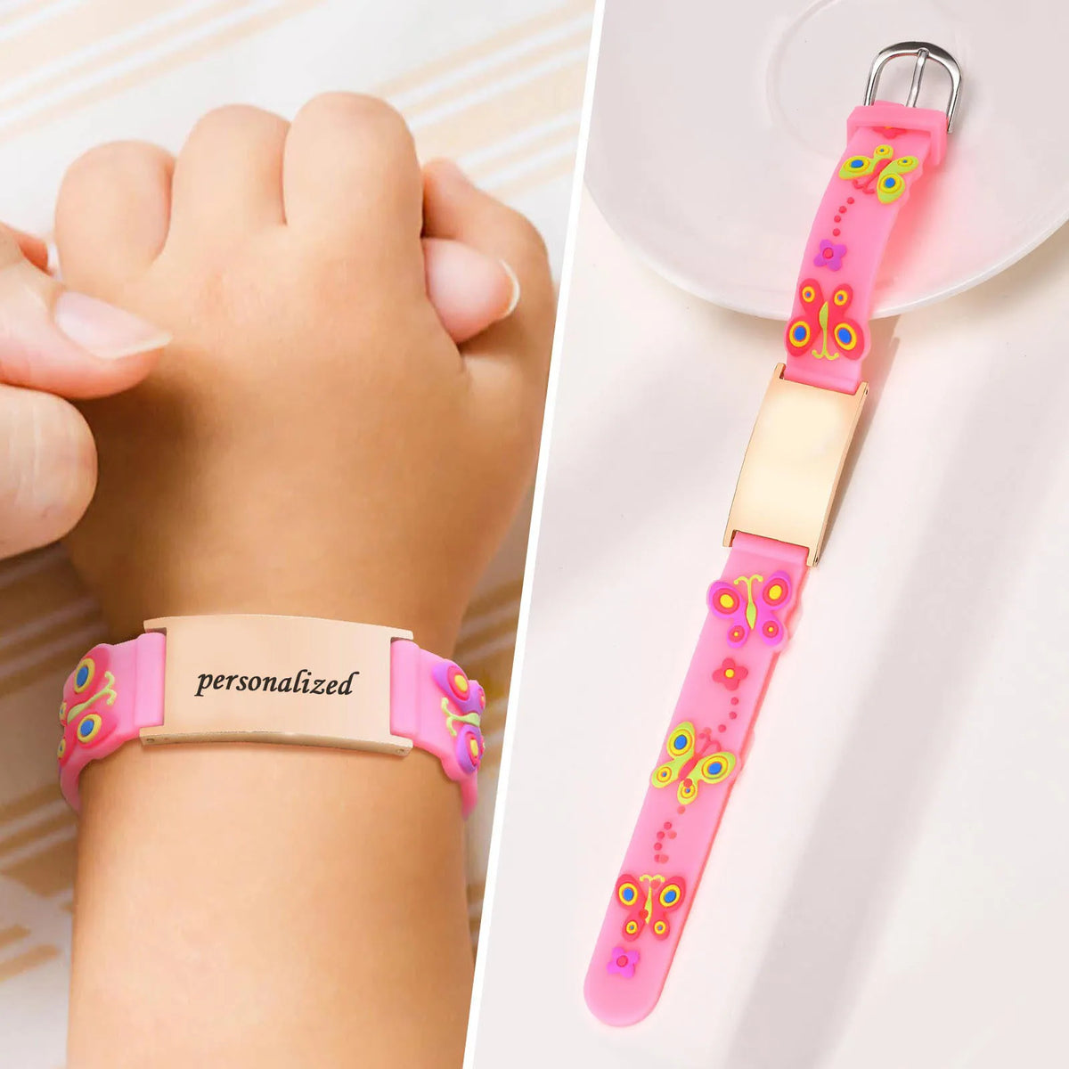 Customzied Personalized ID Bracelet for Little Girls Boys, Silicone Bracelet Adjustable, Engrave Quotes Inspirational Gift