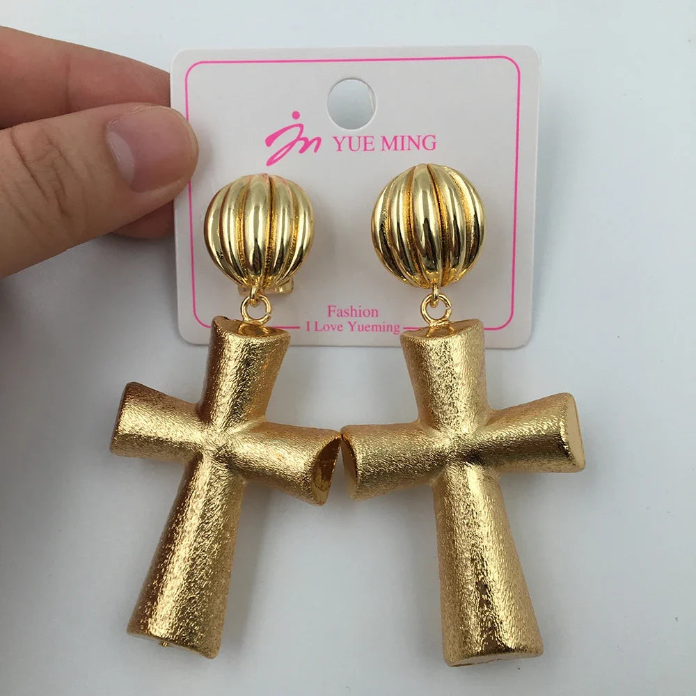 Simple Fashion Earrings for Women Girl Geometric Dubai Gold Plated Drop Earrings Exquisite Creative Wedding Bride Jewelry Party