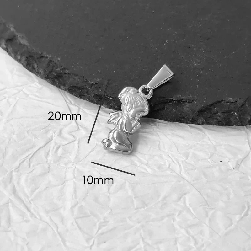 Tarnish Free Pendant Angel Cross Heart Diy Stainless Steel Gold Plated Vintage Charm for Women Necklace Jewelry Making