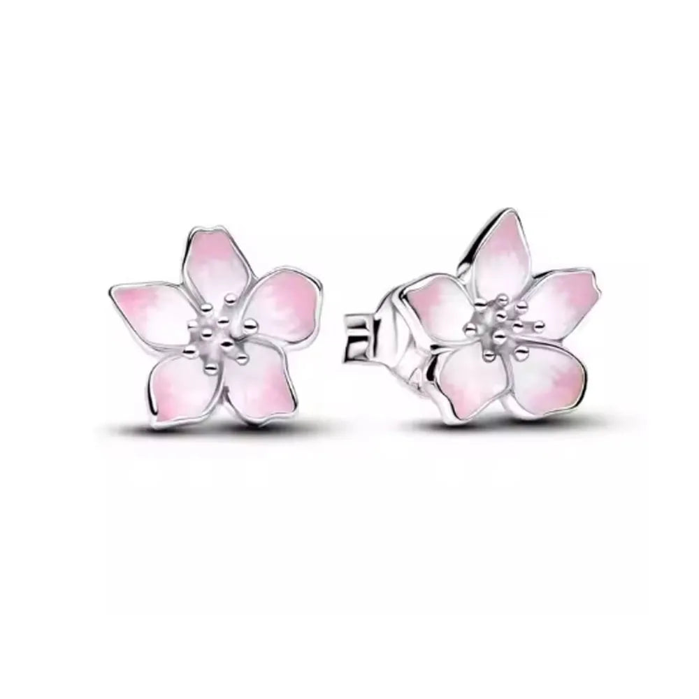 2026 New 925 Silver Elephant Cherry Blossom Butterfly Heart Earrings, a delicate choice for women's fashion jewelry