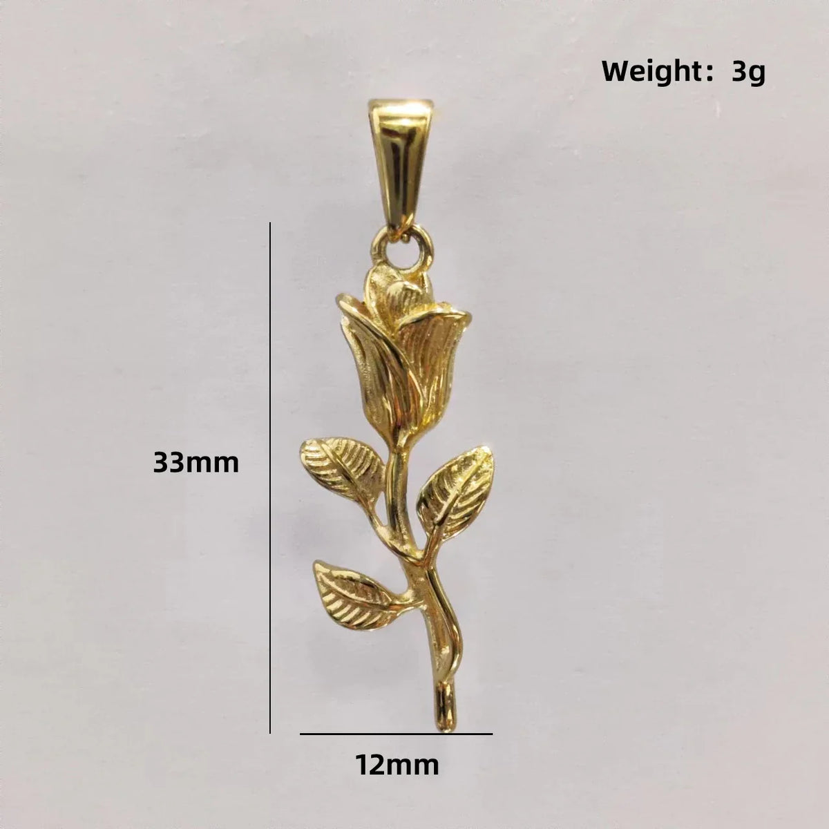 New Gold Plated Rose Flower Pendant Necklace Simple Vintage Clavicle Chain Stainless Steel Necklace for Men Women Jewelry Gifts