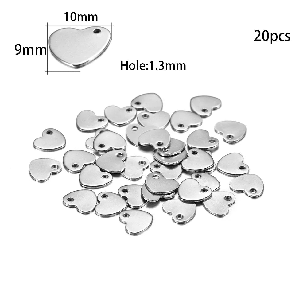 10-50Pcs Gold Stainless Steel Customized Dog Tag Heart-Shaped Oval Blanks Charm Pendant Charms For DIY Jewelry Making Supplies