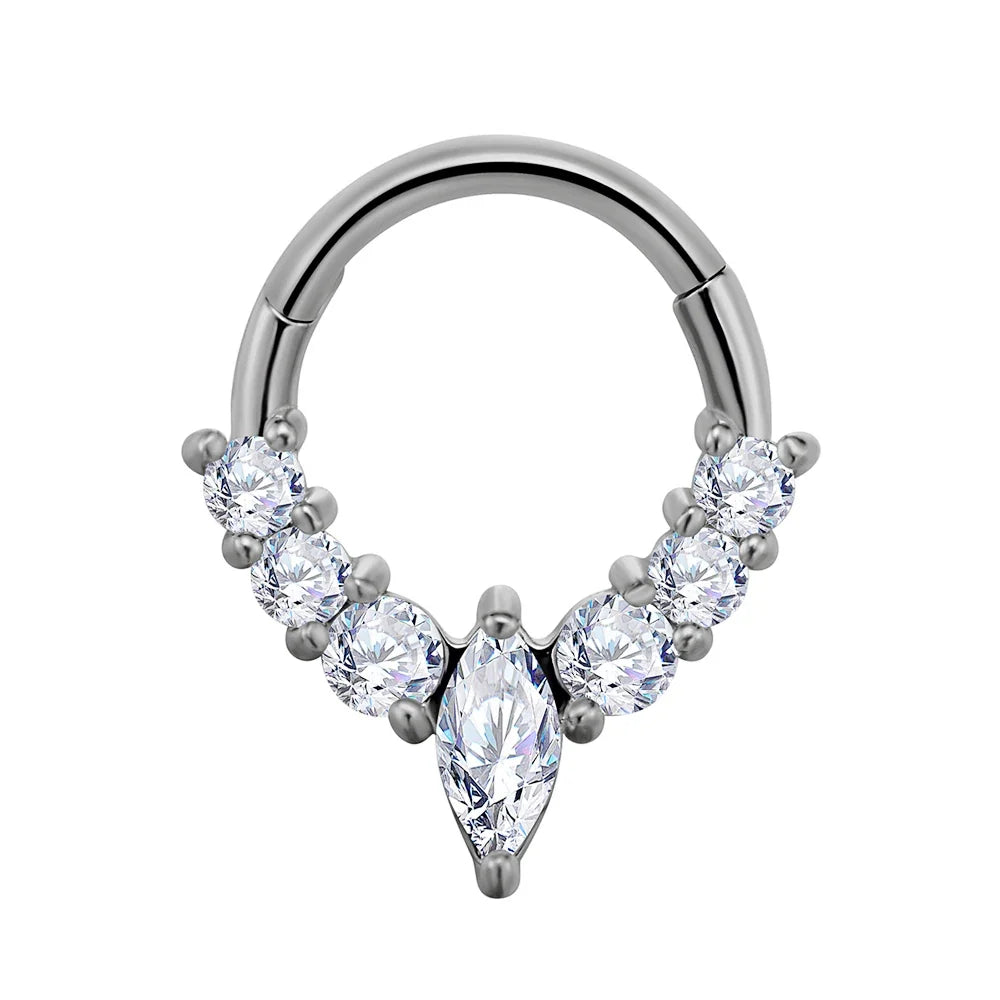 Flowers Nose Ring Septum 100% 316L Surgical Steel Zircon Clicker Daith Piercing Ear Cartilage Helix Hoop Flowers Water Drops
