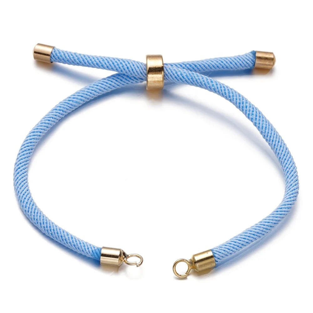 1pc Adjustable Nylon Braided Twisted Cords Slider Friendship Bracelets with Brass Cord End for Jewelry Making DIY Findings