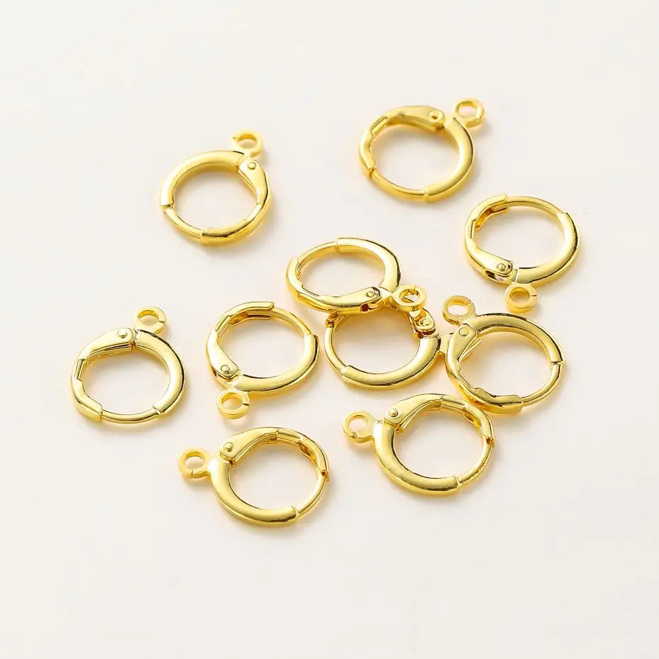 10pcs 14K 18K Gold Plated Brass France Blank Round Opening Earing Hook Ear Pendant Clips Loop For DIY Jewelry Making Findings