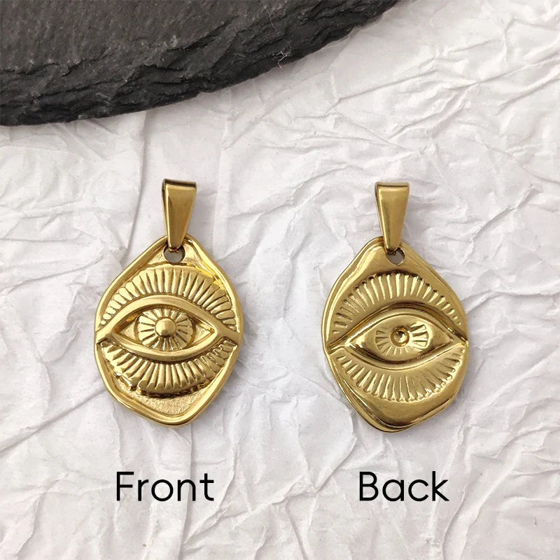 Hip Hop Eyes Evil Necklace - Devil's Eye Pendant Jewelry for Men Women | Gold Plated Stainless Steel Religious Gift