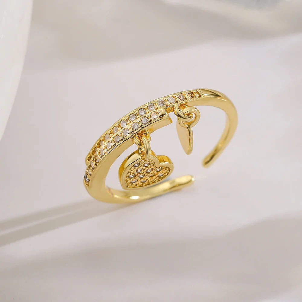 NEWBUY Unique Design Heart Lock Love Open Rings For Women Girl Gold Color High Quality Engagement Jewelry Femme Bijoux