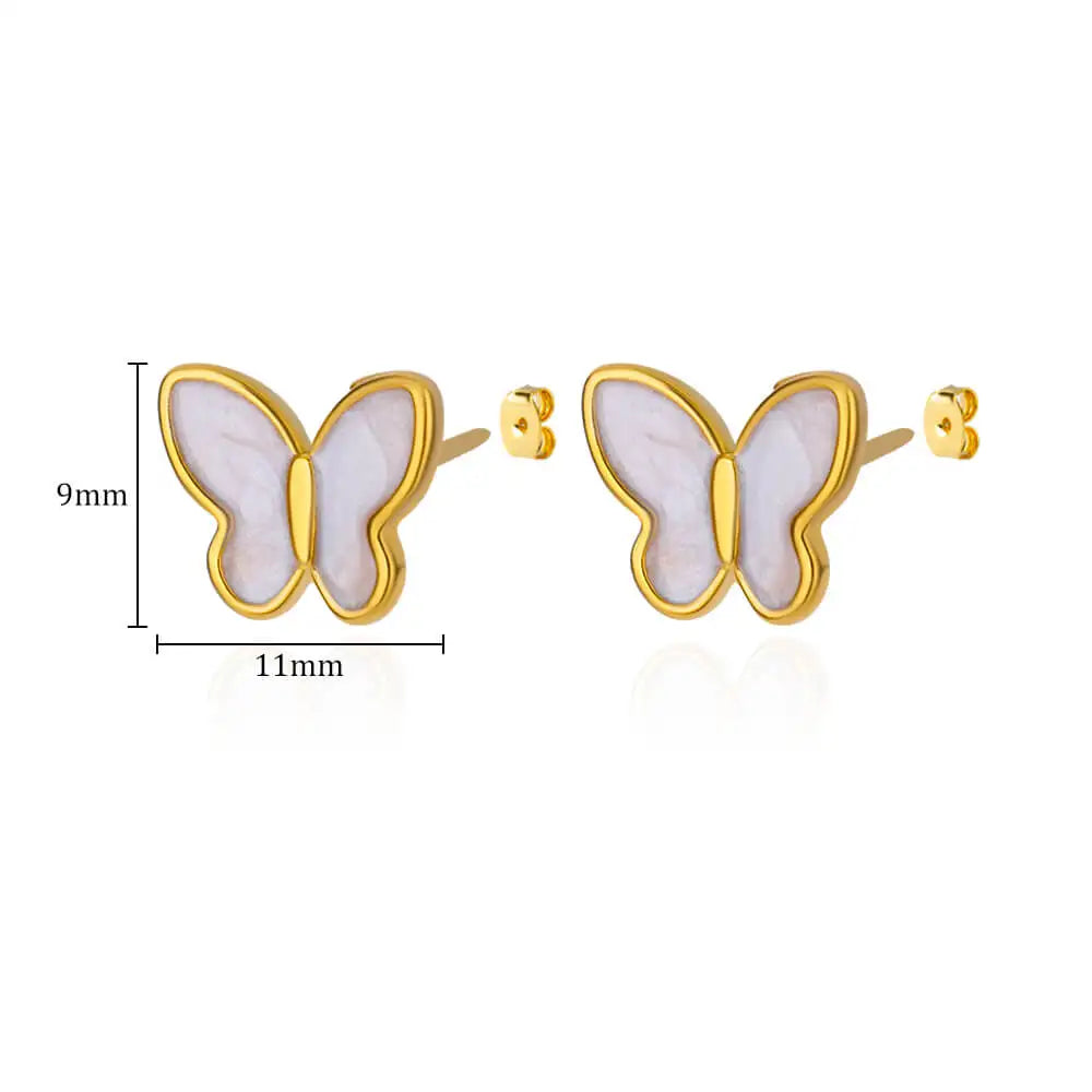Stainless Steel White Butterfly Earrings for Women Elegant Ear Accessories Aesthetic Butterfly Stud Earring Wedding Jewelry Gift