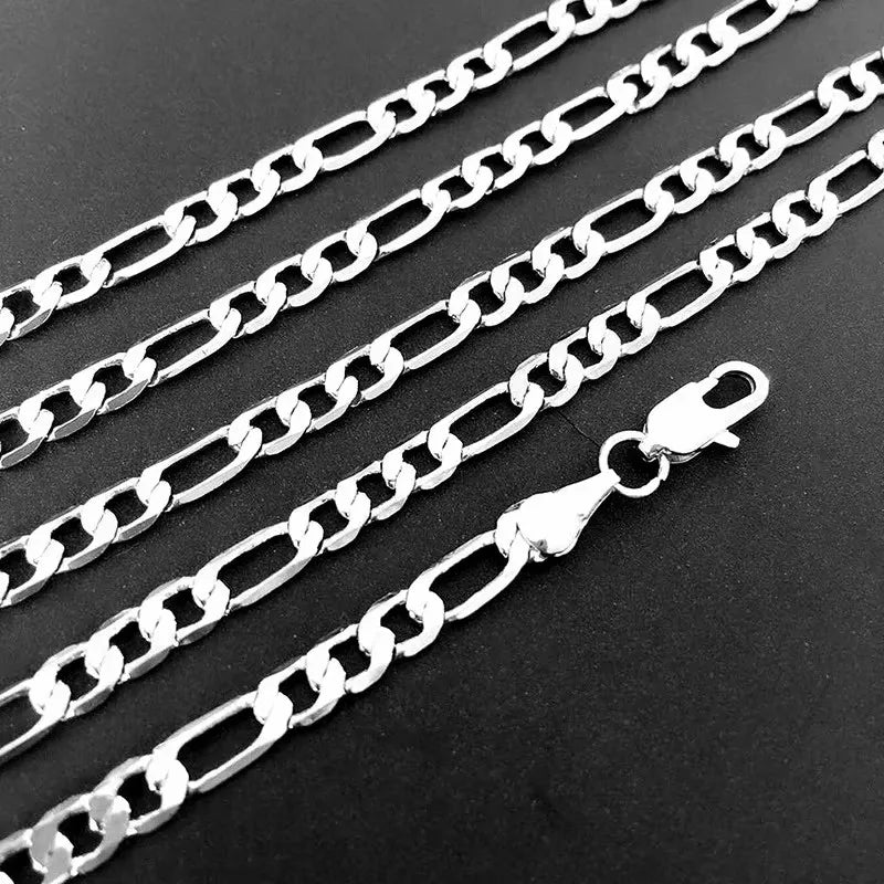 Wholesale 40-75cm 925 Sterling Silver Necklace 2/4/6/8/10/12mm Figaro Chain Lobster Buckle Necklaces Men Woman Fashion Jewelry