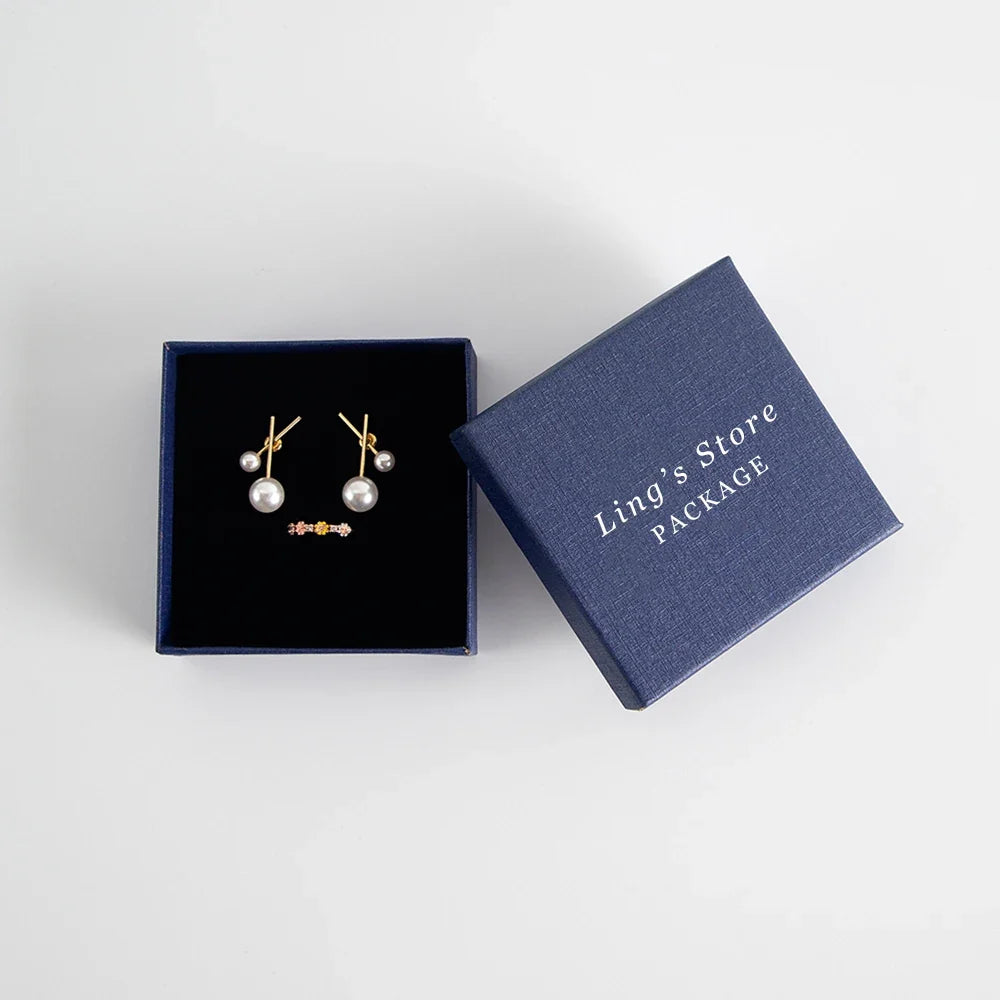 24Pcs Personalized Logo Jewelry Paper Gift Box Wedding Favors Ring Earring Necklace Pendant Bracelet Stud Bag Storage Packaging
