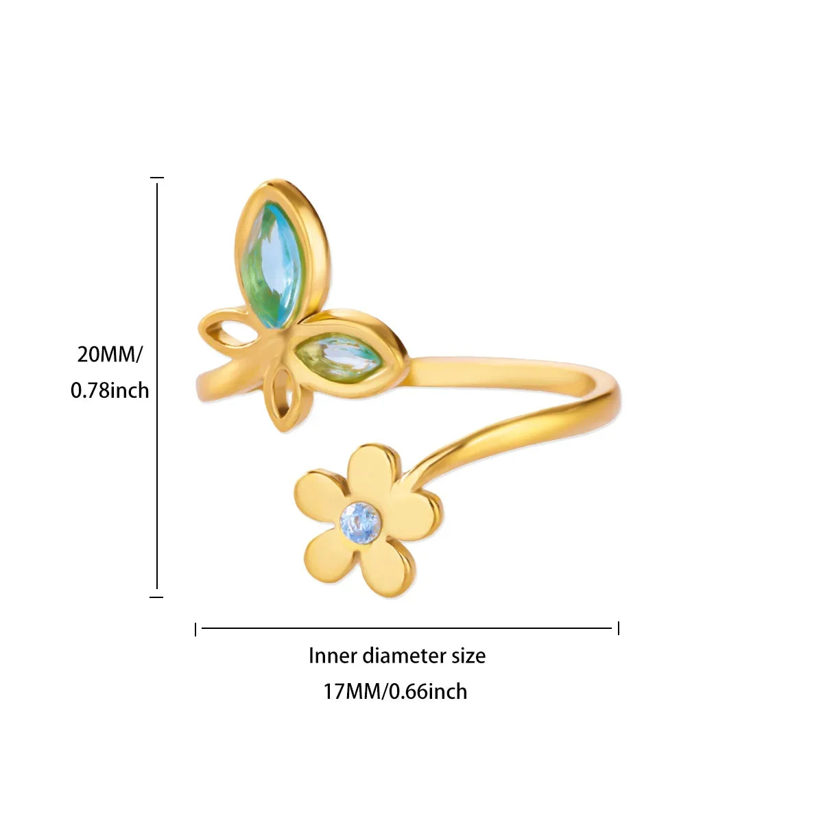 Luxury Zircon Butterfly Flower Rings for Women Stainless Steel Gold Color Cheap Ring Fashion Wedding Couple y2k Jewelry anillos