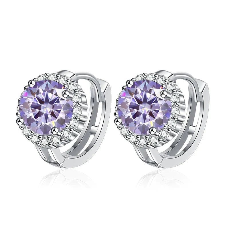 NeeTim 0.5ct 1ct Pink Moissanite Earrings Women S925 Silver Black Blue Green Grey Rainbow Lab Diamond Wedding Studs Earring