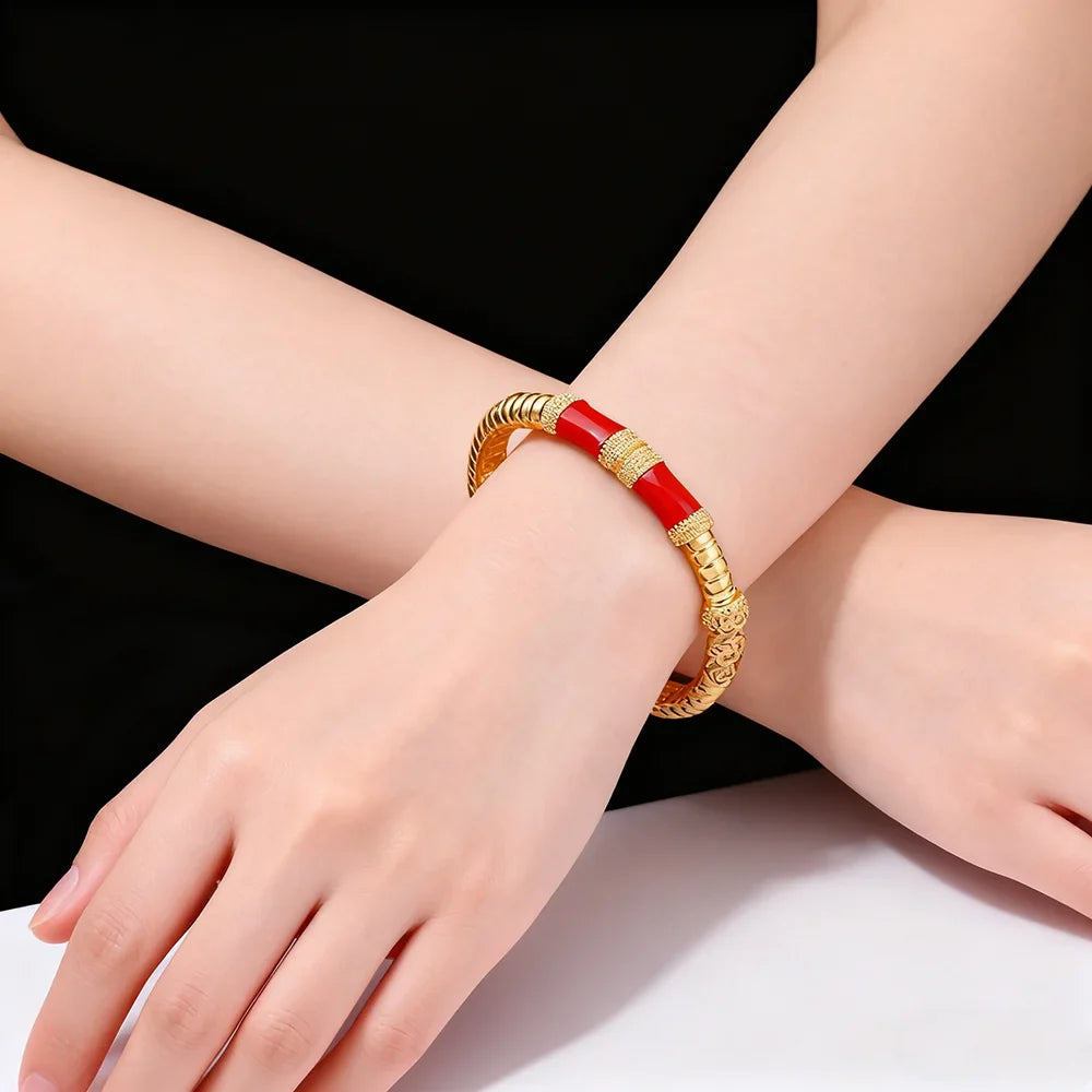 gold plated ring and bracelet nigerian jewelry set High Temperament Multy Colors Personalized bracelets Girl Gift Free Shipping
