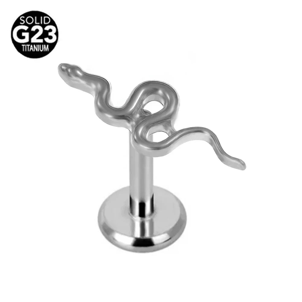 G23 Titanium Snake Bee Feather Labret Piercing 16G Internal Thread Earring Stud Cartilage Helix Body Jewelry