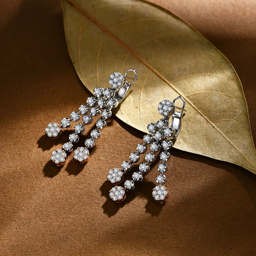 MINTYBOX 2.59ct S925 Sterling Silver Diamond Moissanite Drop Earrings for Women 18k Gold Plated Luxury Wedding Fine Jewelry