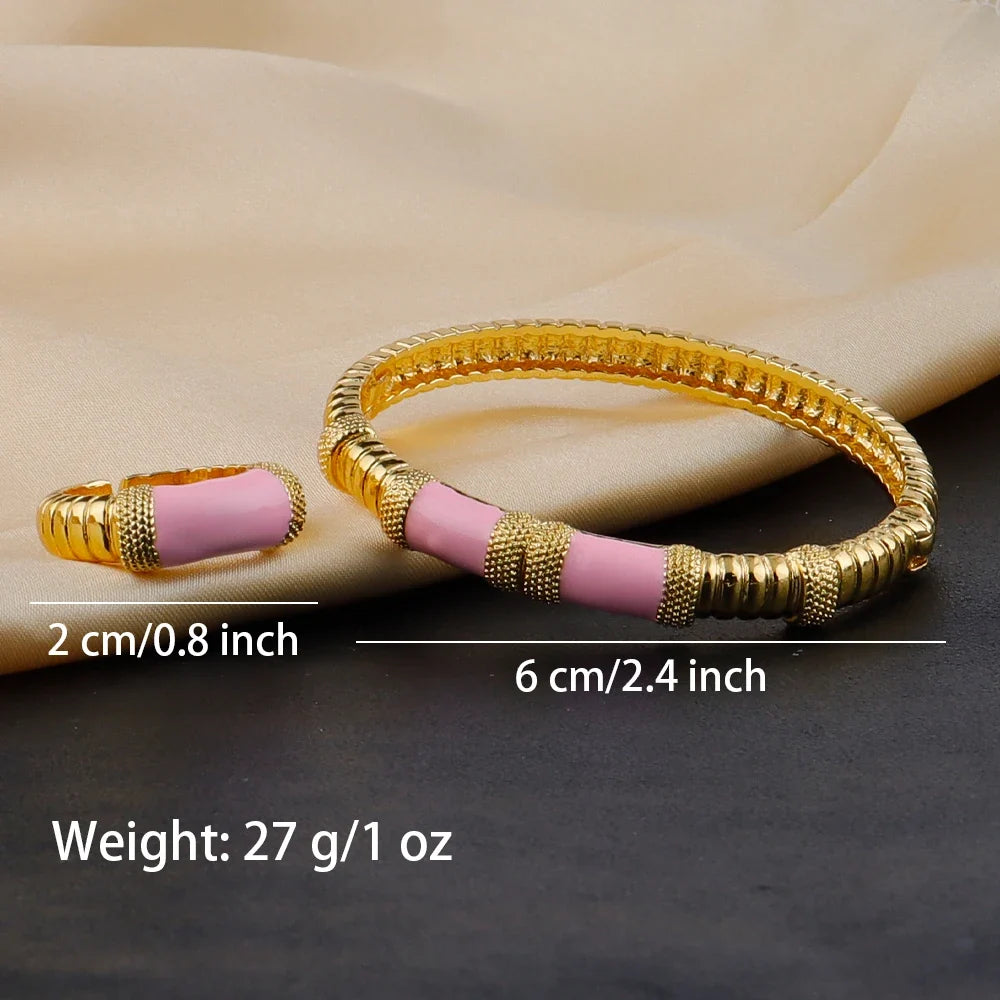 gold plated ring and bracelet nigerian jewelry set High Temperament Multy Colors Personalized bracelets Girl Gift Free Shipping