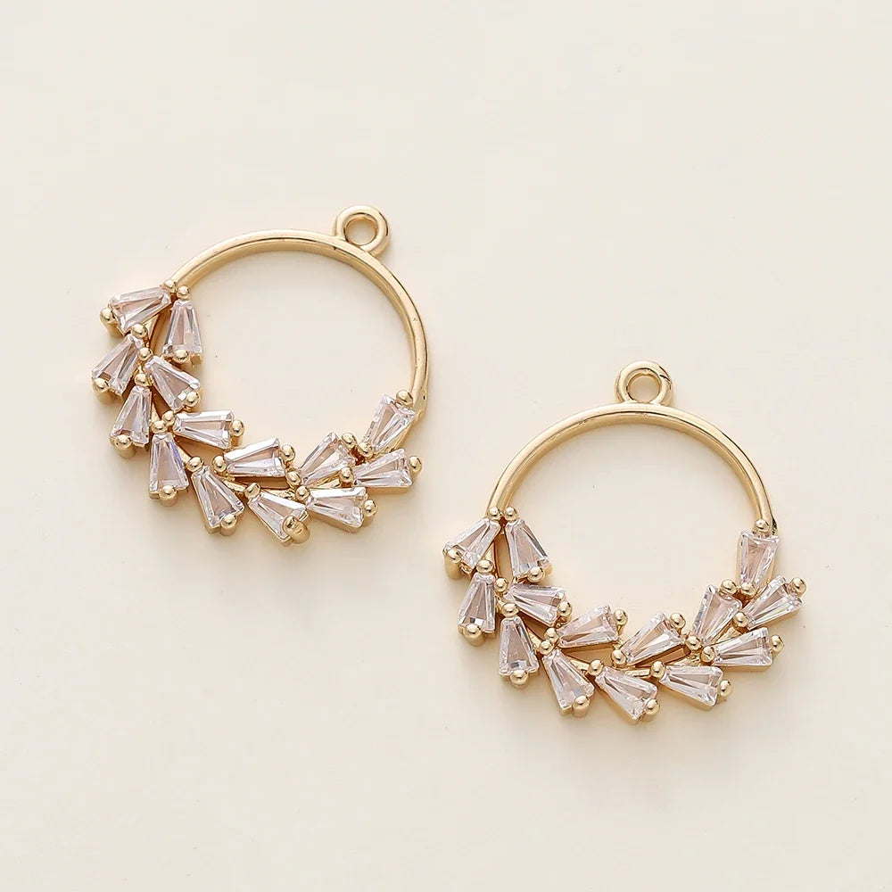 2/4Pcs 18K Gold Color Plated Various Leaves Charms Pendants with Zircon for DIY Necklace Jewelry Making Supplies Accessories
