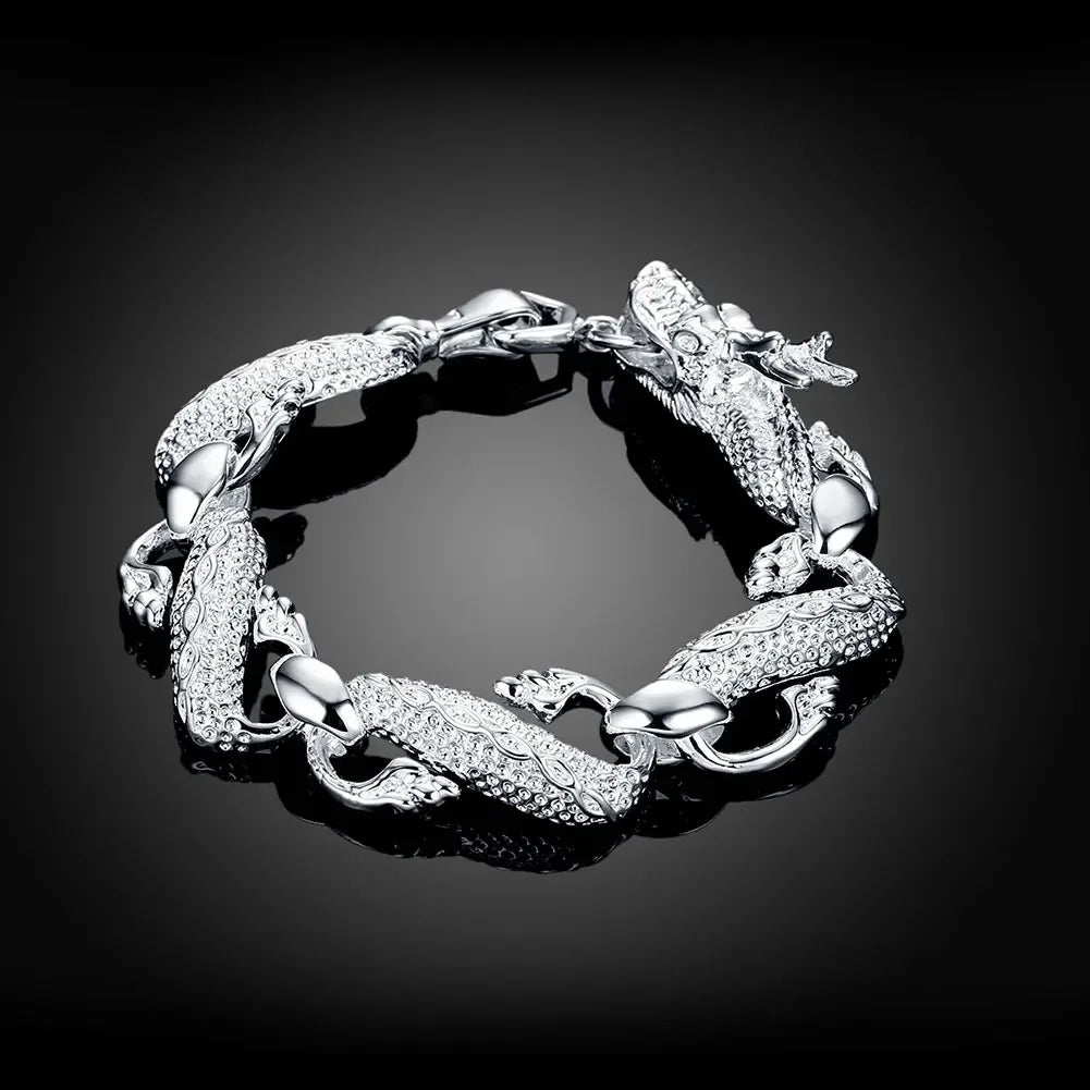 Noble 925 Sterling Silver Square Solid Chain Bracelet For Women Men Charm Party Gift Wedding Fashion Jewelry Free shipping