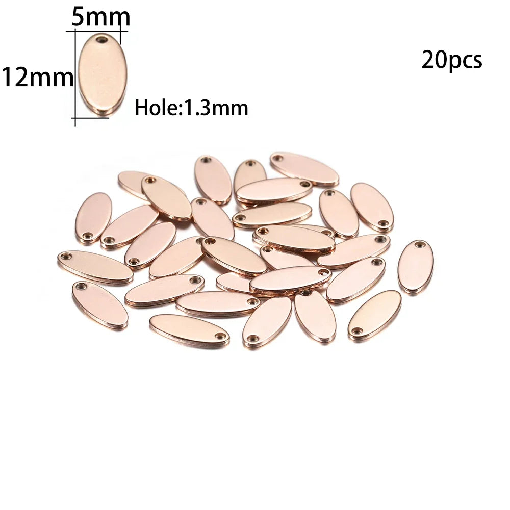 10-50Pcs Gold Stainless Steel Customized Dog Tag Heart-Shaped Oval Blanks Charm Pendant Charms For DIY Jewelry Making Supplies