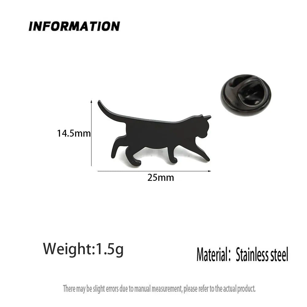 Creative walking cat gold plated stainless steel brooch, waterproof non-fading badge set, suit lapel pin, wedding party wearing