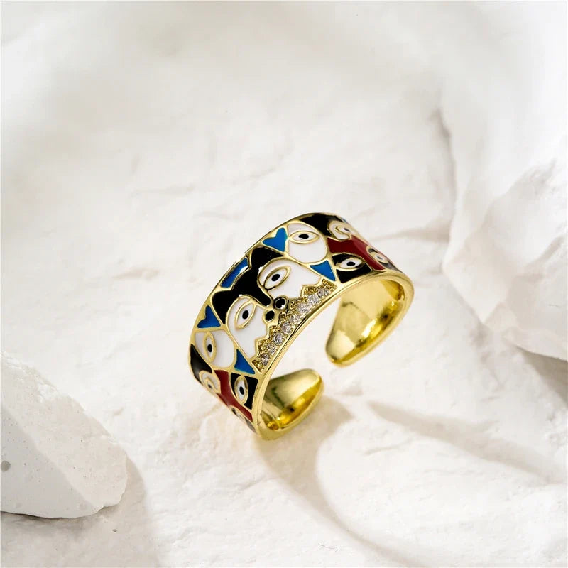 NEWBUY 2024 New Rings For Women White CZ Handmade Enamel Lovely Cat Unique Trendy Ring Party Fashion Jewelry