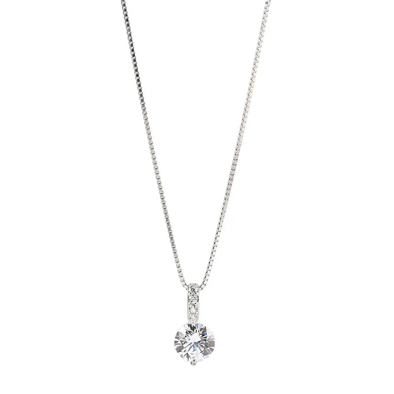 925 Sterling Silver Neck Choker Chain Round Zircon Pendants Necklaces Women Jewelry Exquisite Elegant Charms Accessories