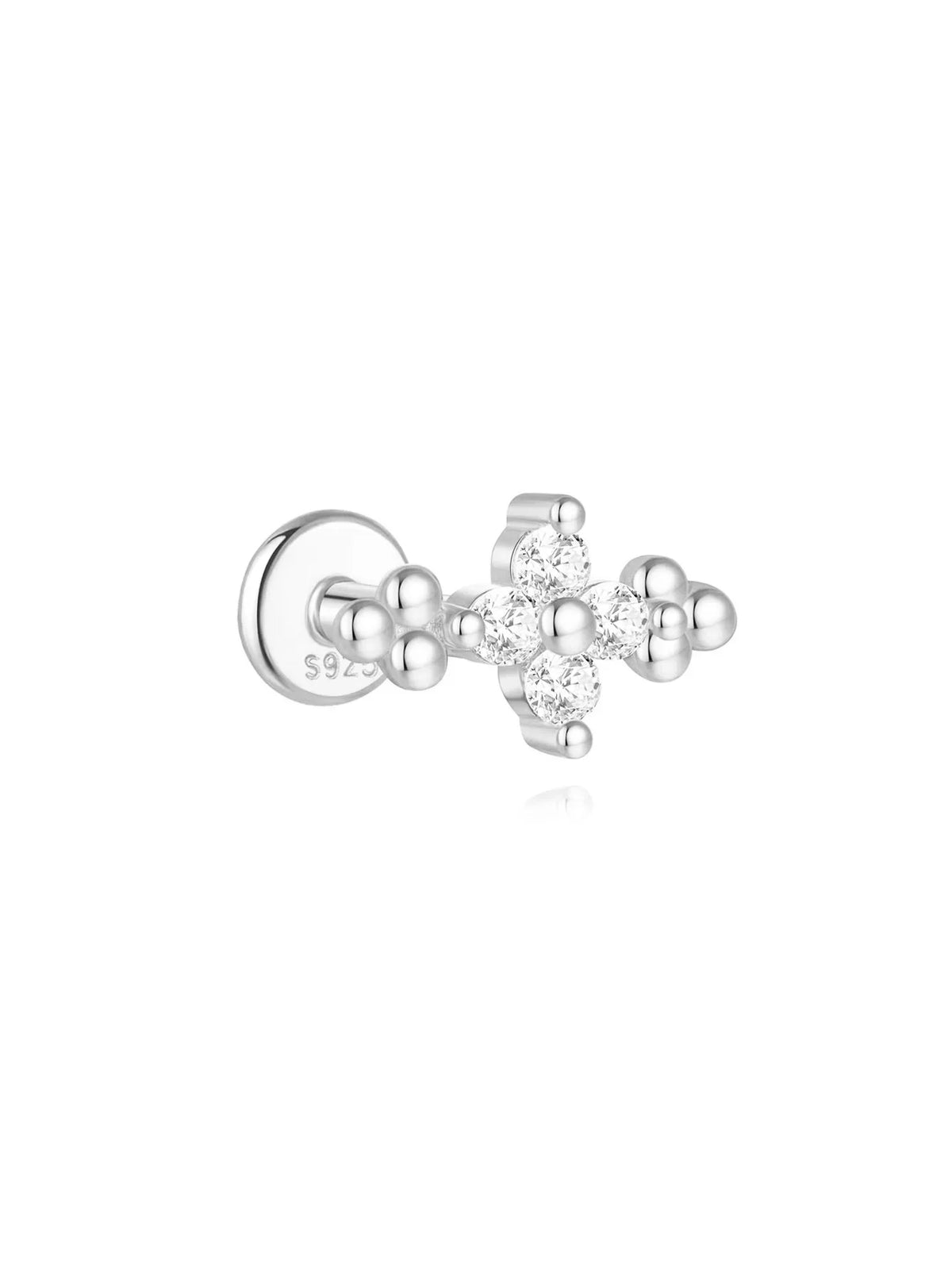 CANNER 1PC Four Pointed Star Moon Tassel Lotus Cartilage Spiral Puncture 925 Sterling Silver Stud Earring For Women Ins Earring