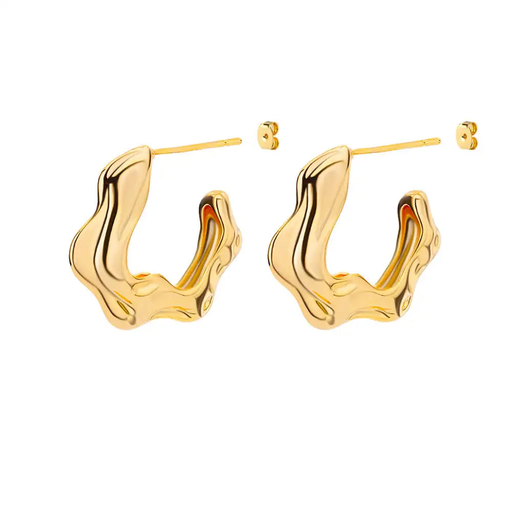 C-shaped Shell Earrings for Women Stainless Steel Waterdrop Teardrop Hoop Earring Fashion Piercing Ear Accessories Party Jewelry