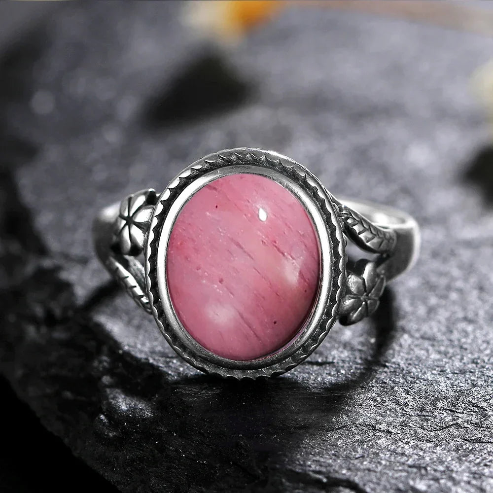 Vinatge Silver Ring Female Jewelry Natural Moonstone Tiger's Eye Personalized Rings for Women Bijoux Wedding Jewelry Gift S925