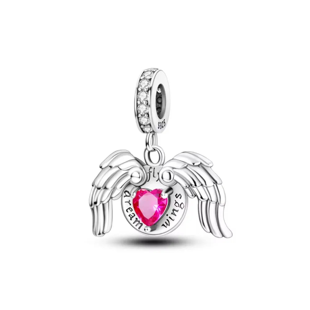 2026 Spring Pink Series Ballon Butterfly Flower Pendant Fit S925 European 925 Sterling Silver Bracelet Bangles Necklace