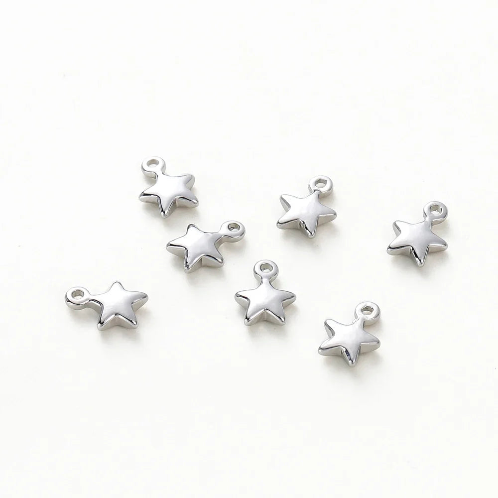 20pcs/lot 5x7MM Hole 1.0MM 14K 18K Gold Color Plated Brass Small Star Charms High Quality Pentant For Diy Jewelry Accessories