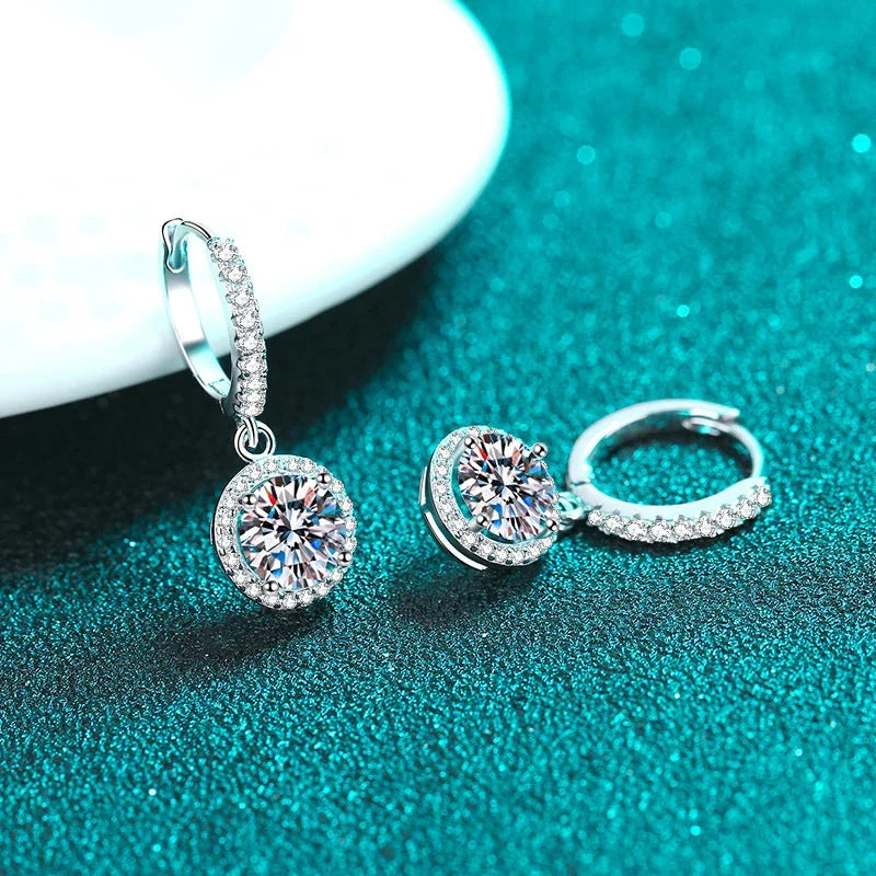 NeeTim 0.5ct 1ct D Color Moissanite Drop Earrings Orginal 925 Sterling Silver Earring for Women Sparkling Wedding Luxury Jewelry