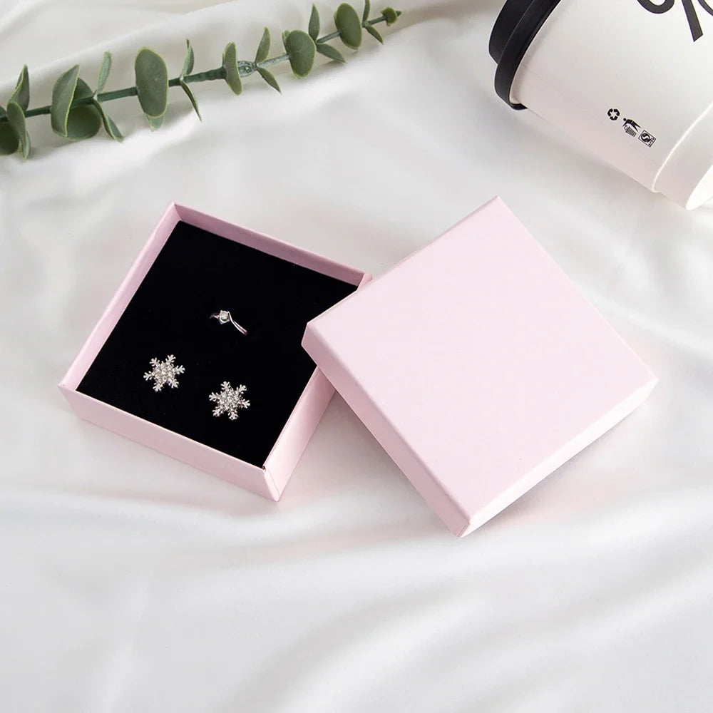 24Pcs Personalized Logo Jewelry Paper Gift Box Wedding Favors Ring Earring Necklace Pendant Bracelet Stud Bag Storage Packaging