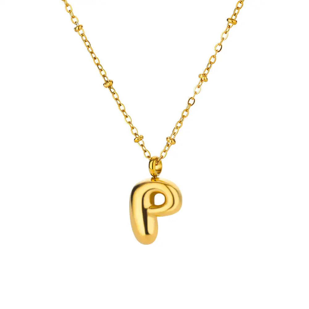 Vintage Initial Letter Necklaces For Women Stainless Steel Chain Collar Pendant Necklace 2024 New Wedding Couple Jewelry Gift