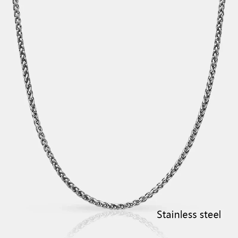 Hot Selling Hypoallergenic Stainless Steel Wheat Chain Men Chain Necklace Design with 18k Gold Plated
