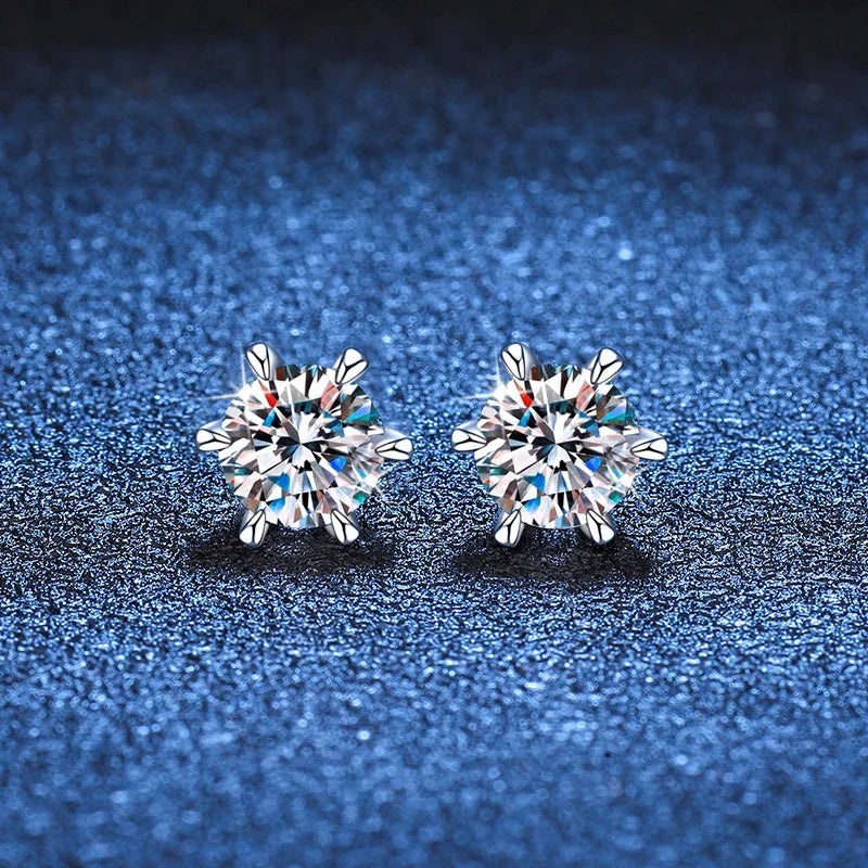 NeeTim 1ct 2ct Moissanite Screw Earrings for Women 925 Sterling Silver with Gold Plated Diamond Wedding Party Girl Stud Earrings