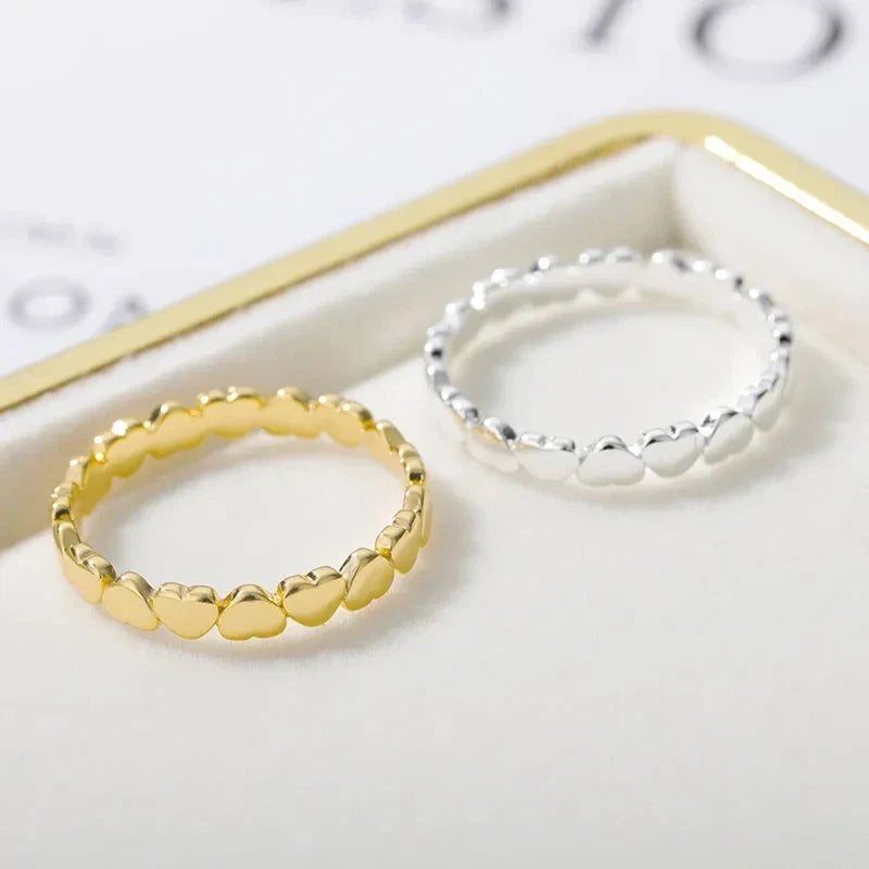 Stainless Steel Heart Rings For Women Gold Color Heart  Engagement Wedding Ring Luxury Wedding Aesthetic Fashion Jewelry Gift