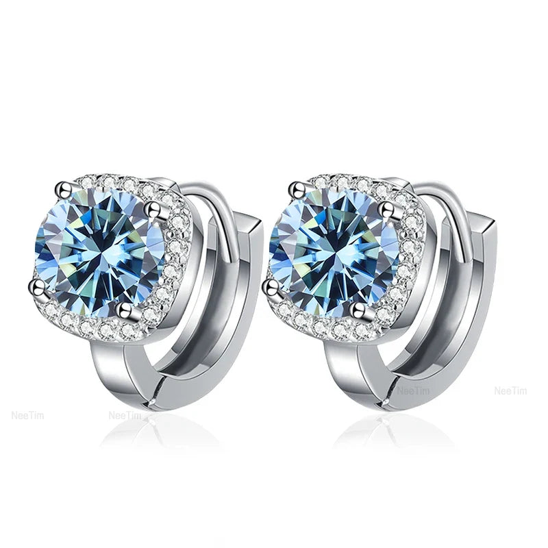 NeeTim 0.5ct 1ct Rainbow Color Moissanite Studs Earrings for Women S925 Silver Black Blue Pink Lab Diamond Wedding Stud Earring