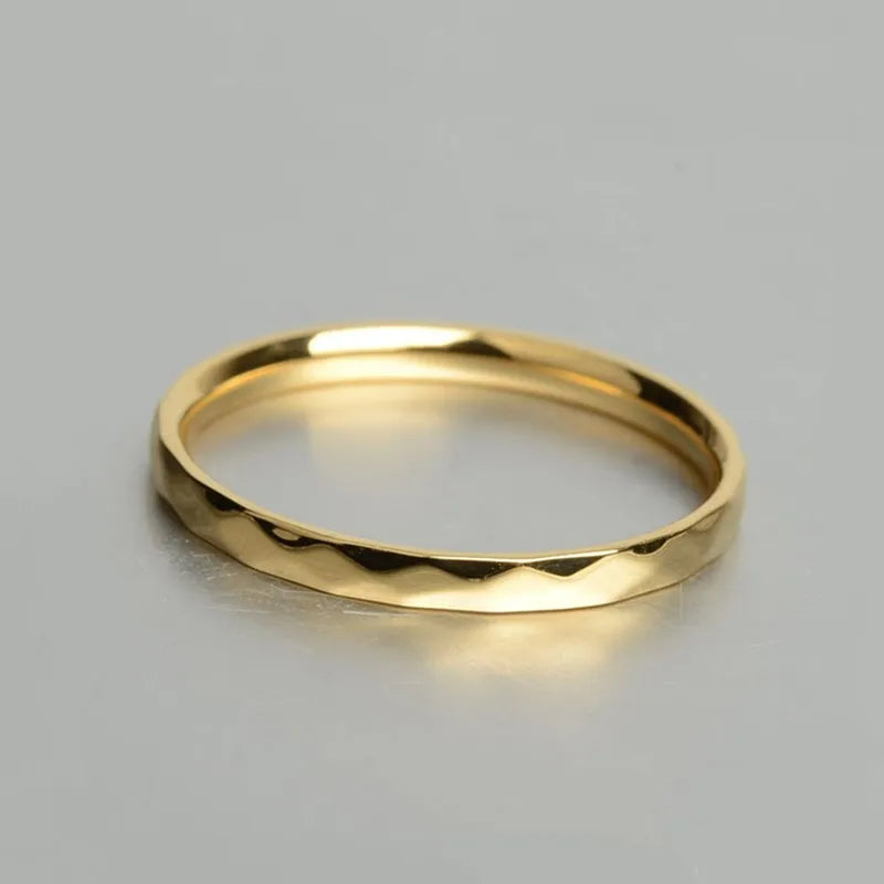 2mm Thin Stackable Ring Stainless Steel Multi-Faceted Wedding Band for Women Girl Size 5-10